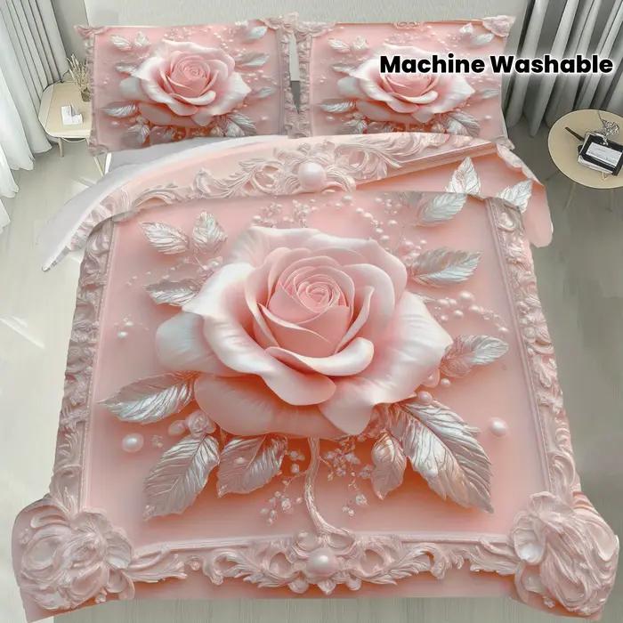 Latacaca 2/3 pièces ensemble de housse de couette Rose Rose