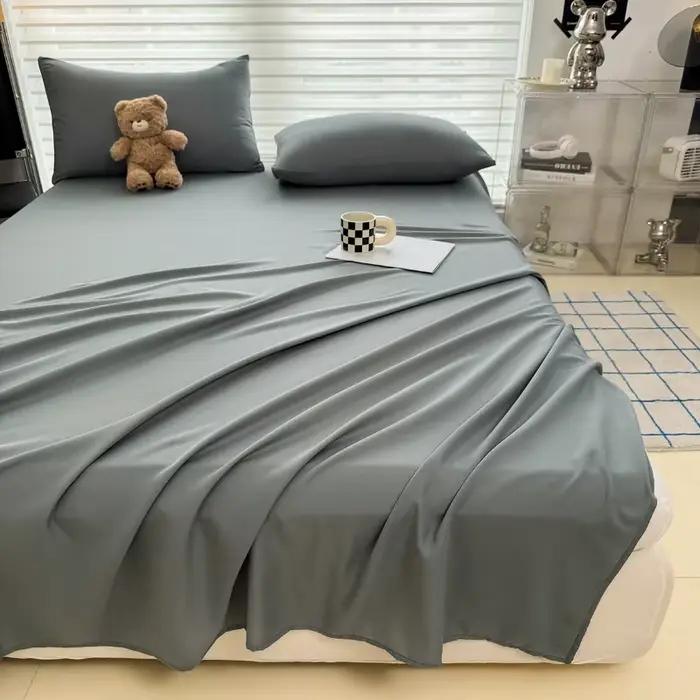 1 drap plat doux uni pour lit simple, double, king, queen, couple