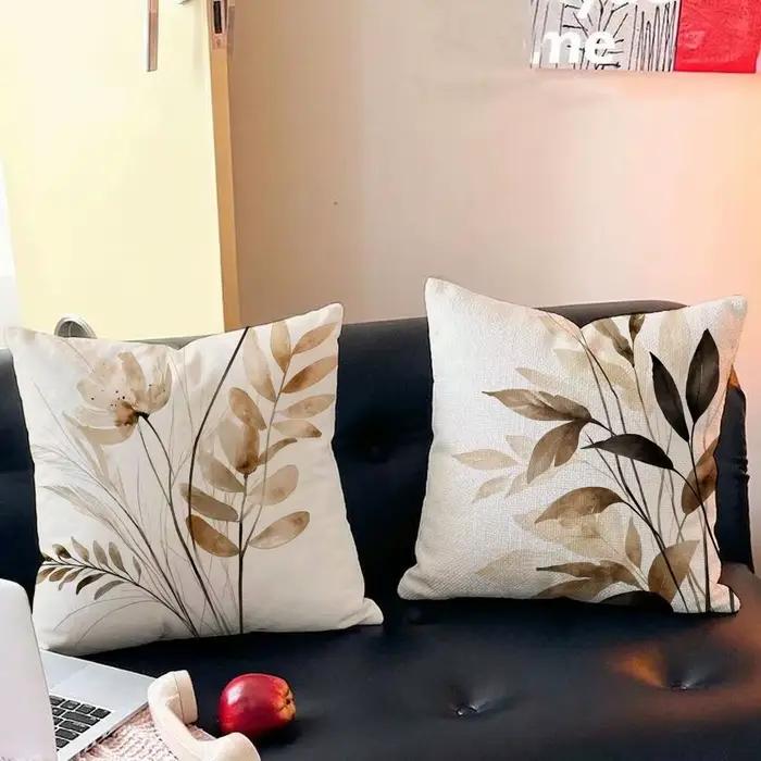 Housse de coussin beige Minimal Blooms