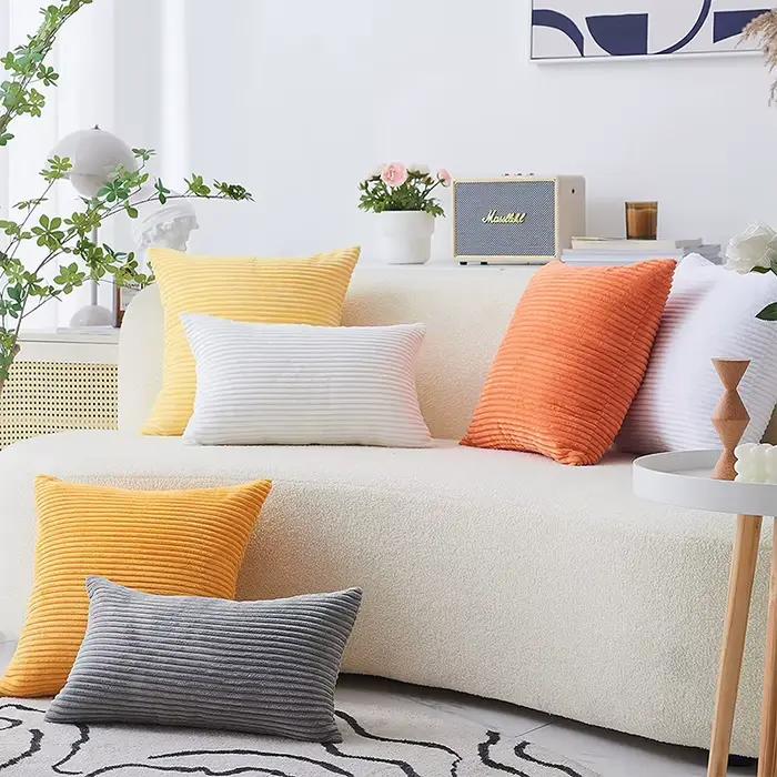 Juste de coussin en velours côtelé super confortable, taie d'oreiller douce, housses décoratives pour canapé, velours, salon, maison, 30x50cm