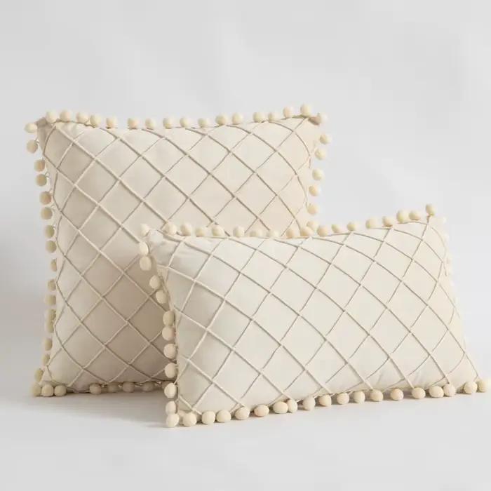 Housse de coussin matelassée en velours diamant de qualité supérieure