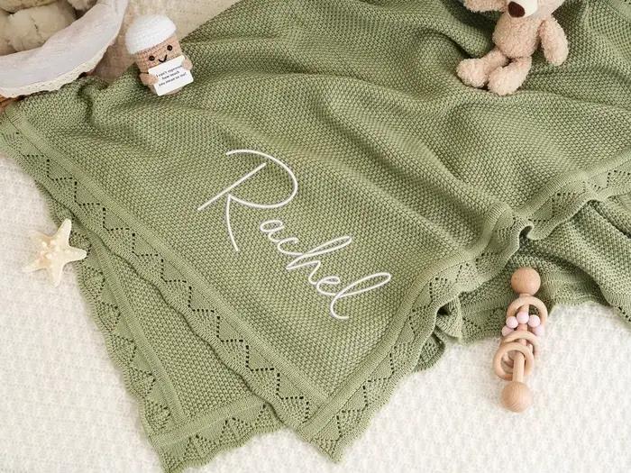 Couverture tricotée personnalisée pour bébé garçon ou fille