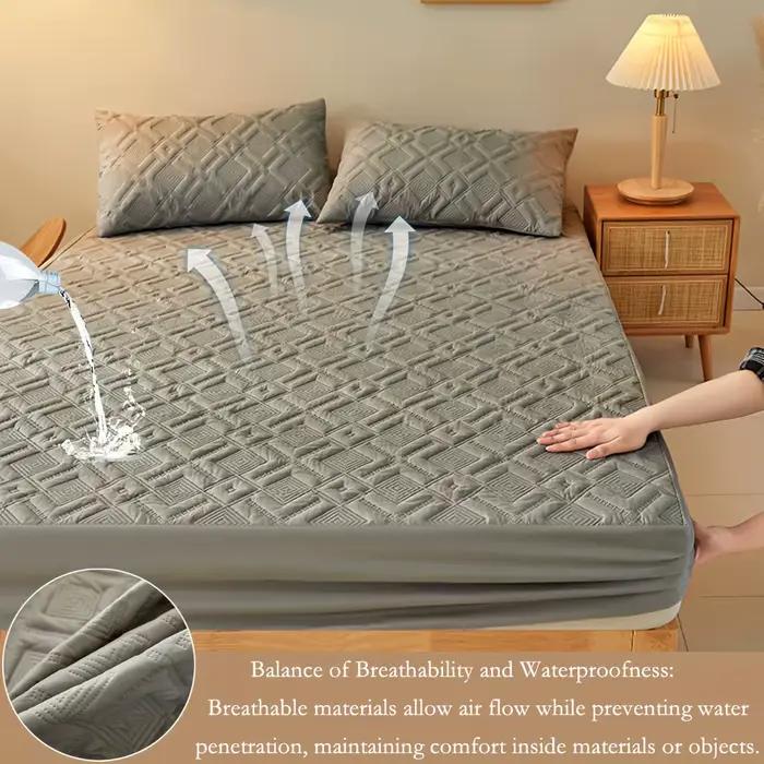 Protège-Matelas Matelassé Épais Imperméable, Antidérapant, Anti-Poussière, Drap-Juste de Lit, 1 Pièce