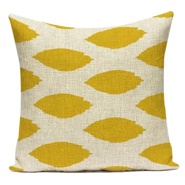 Housse de coussin jaune à rayures géométriques, taie d'oreiller en Polyester ondulé, housse de coussin de canapé pour décoration de salon