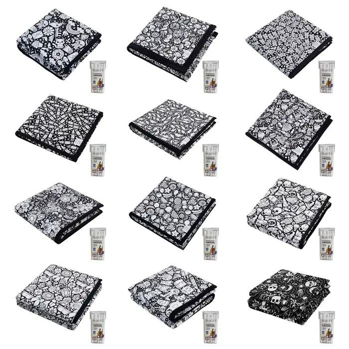 Couverture à colorier soi-même avec 24 marqueurs colorés, motif personnalisable créatif, couverture anti-stress, peinture artistique unique, décoration, cadeau