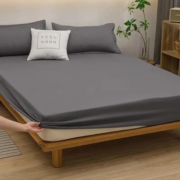 Drap-housse gris foncé uni élastique