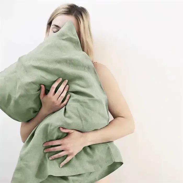 Taie d'oreiller en lin naturel français