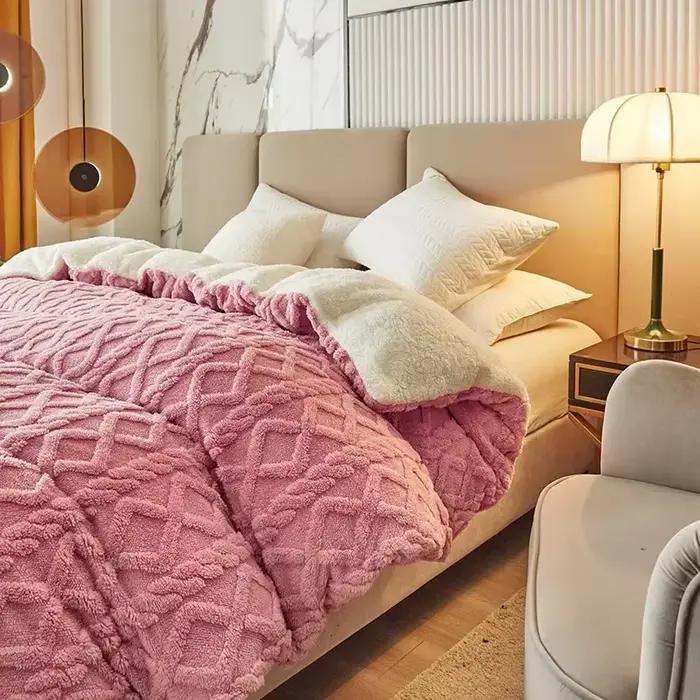 Tafu velours chaud hiver housse de couette couverture double usage artificiel cachemire