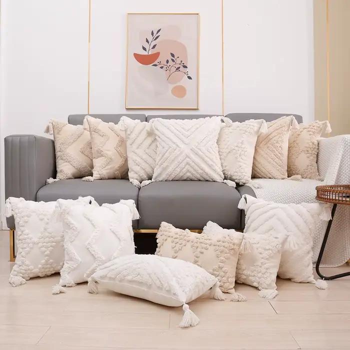 Juste de coussin carrée blanche en diamant