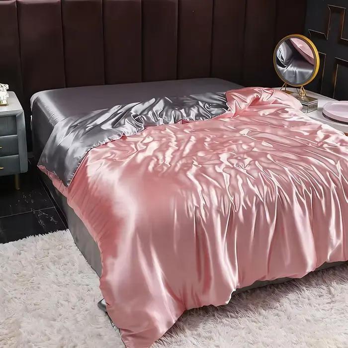 Housse de couette de luxe en soie de mûrier artificielle, housse de couette de couleur unie de haute qualité, simple, Double, King Size, 150x200, 220x240