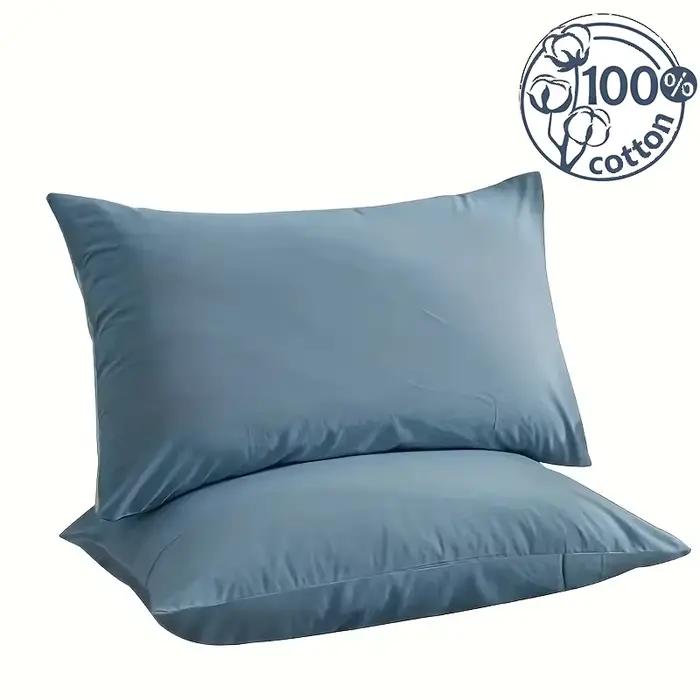 Taie d'oreiller 2 pièces coton couleur unie