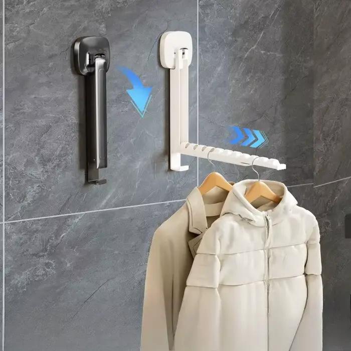 Étendoir à vêtements pliant mural avec ventouse – Étendoir à linge rétractable