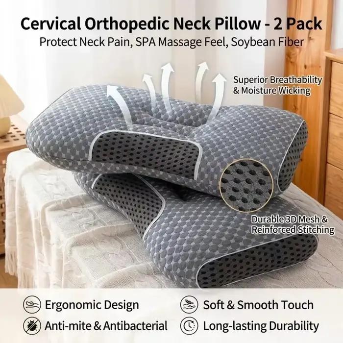 Oreiller cervical en fibre de soja gris