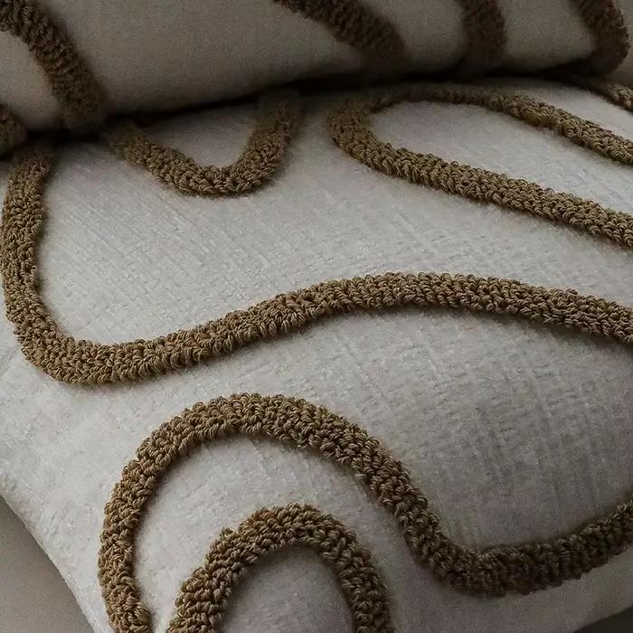 Taie d'oreiller capitonnée en Chenille, ligne Simple, 45x45cm, décoration nordique romantique pour la maison, pour salon, canapé, taie d'oreiller 18x18 pouces