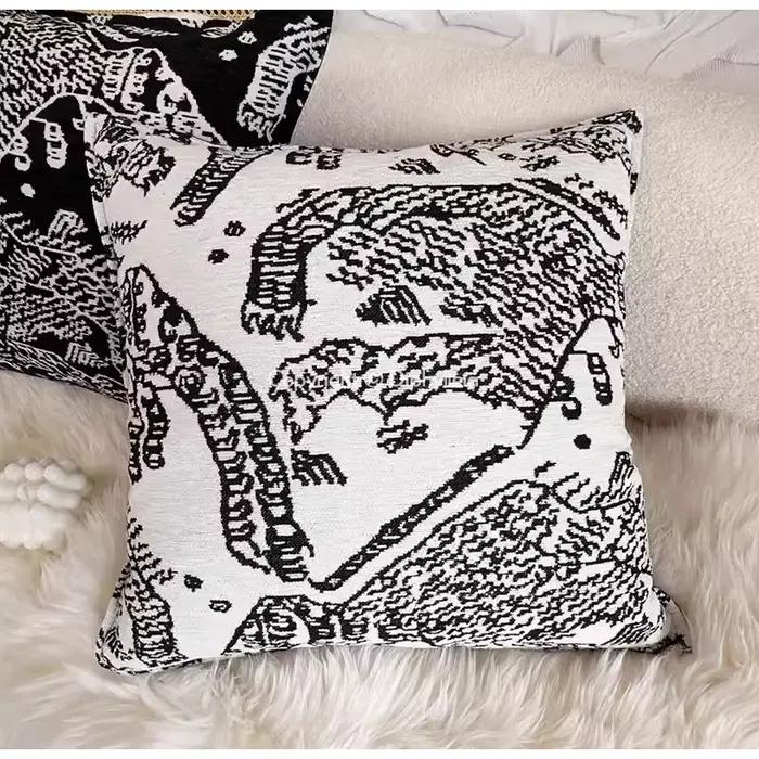 Diphylleia italie moderne abstrait montagne tigre Jacquard housse de coussin Premium Super doux taie d'oreiller décorative pour Villa hôtel
