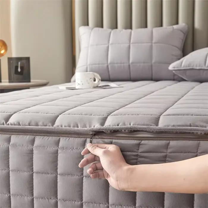 Housse de matelas tout compris à Six côtés, avec fermeture éclair, drap-housse épais, matelassé, protection de matelas, taille personnalisée pour Couple