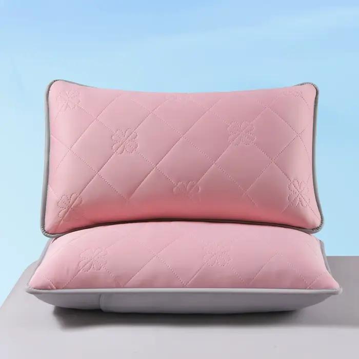 Lot de 2 taies d'oreiller rafraîchissantes, 3 couches en soie glacée respirante, fermeture enveloppe, lavables, couleur unie, protège-oreiller