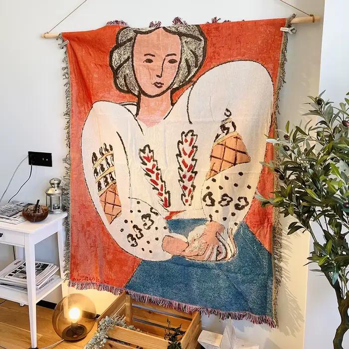 Couvertures décontractées décoration de lit femme Henri Matisse tapis canapé