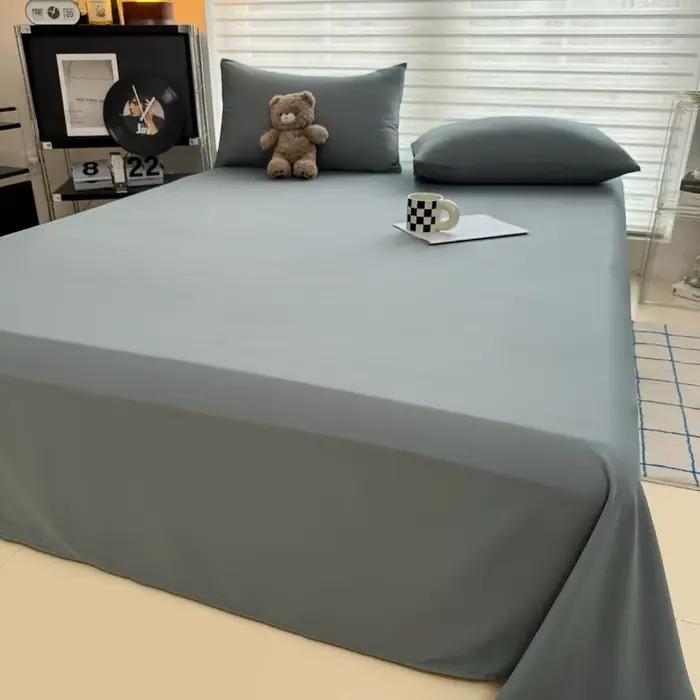 1 drap plat doux uni pour lit simple, double, king, queen, couple