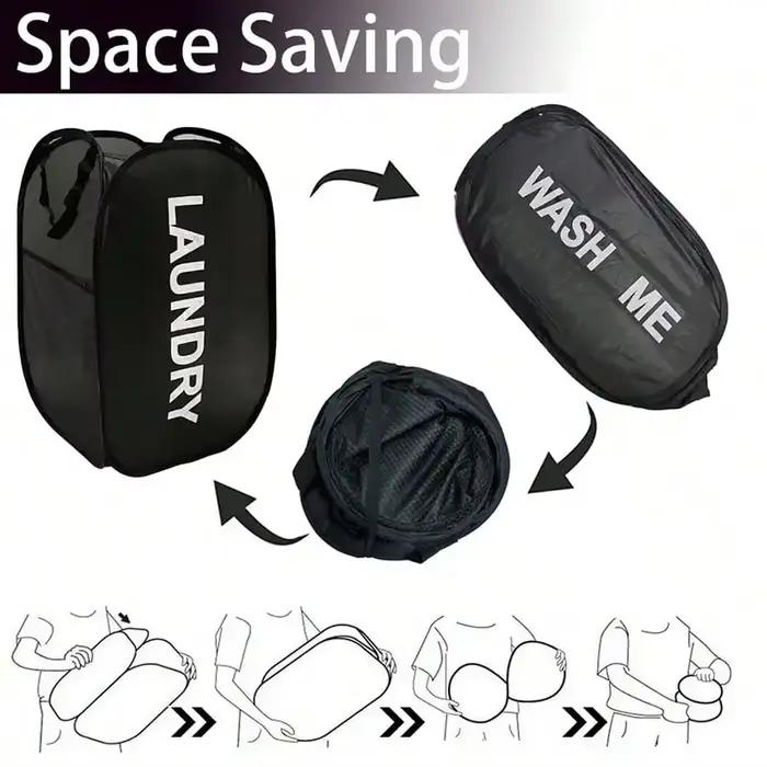Panier à linge portable en maille, ouverture large, respirant, pliable, gain de place, pour dortoir, voyage, articles de salle de bain