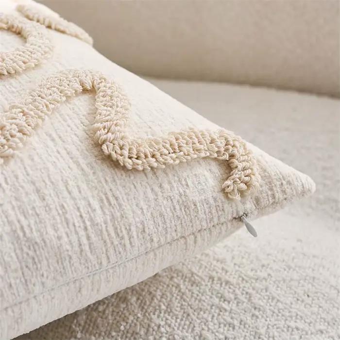 Housse de coussin en Chenille Ultra douce, avec nœud, pour canapé, salon, Style nordique, capitonnée, décorative