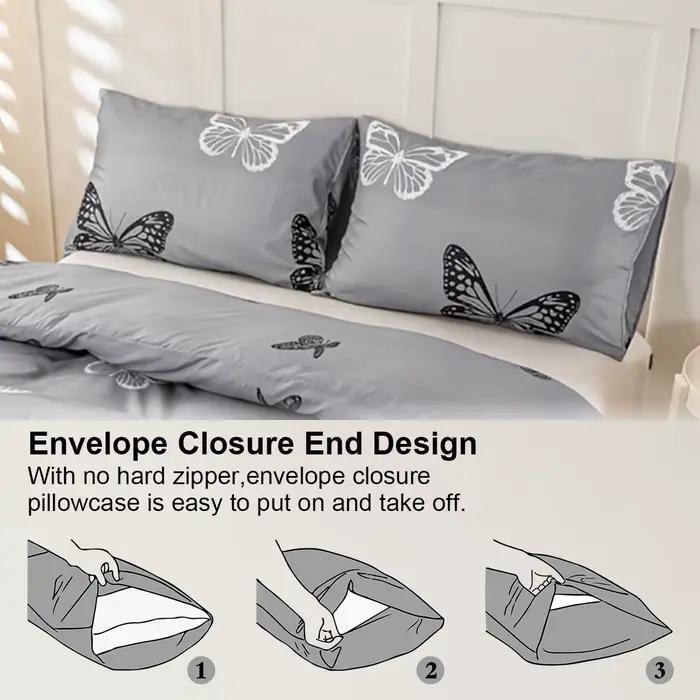 Ensemble de housse de couette imprimé papillon 3 pièces