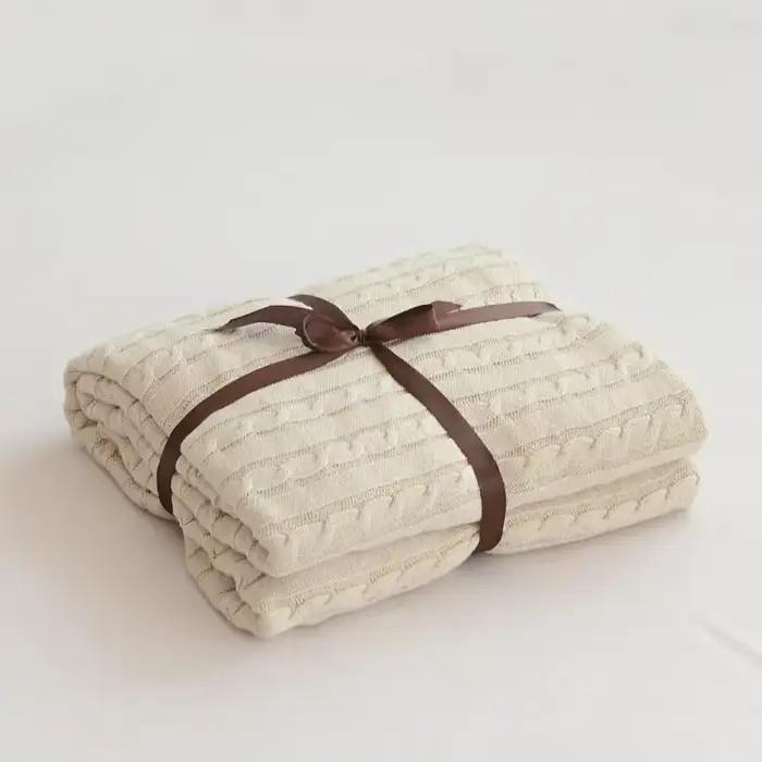 Couverture tricotée 100% coton