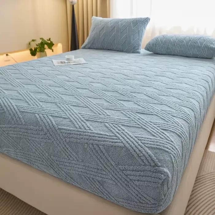 Drap-housse thermique en polaire chaud et élastique pour l'hiver