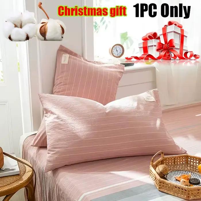 Cadeau de Noël 1 pièce luxueuse taie d'oreiller en tissage sergé brossé 100% coton, fermeture d'enveloppe, housse de coussin de lit douce et confortable, 48x74 cm