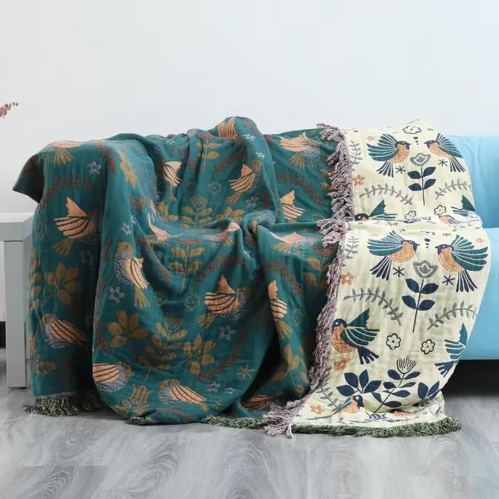 Couverture à carreaux décoratifs en coton Style Boho
