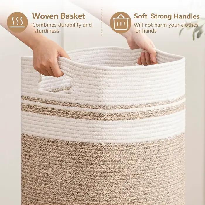 Panier à linge, panier à couvertures pour l'esthétique de la chambre, panier à linge et rangement pour couvertures pour le salon, panier de rangement tressé