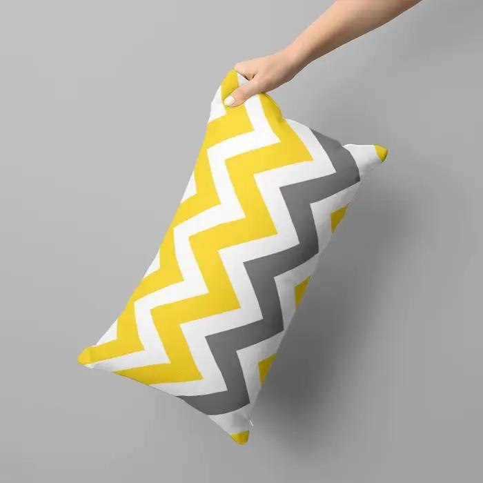 Taies d'oreiller géométriques jaune-gris, taies d'oreiller pour canapé et chambre à coucher, taies d'oreiller multi-tailles amovibles et lavables 30x50, 40x60, 50x70
