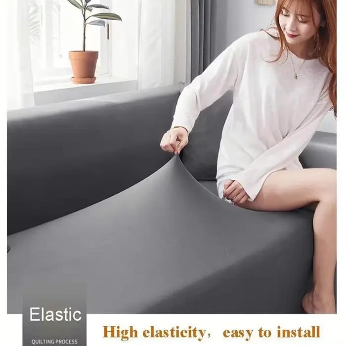 Juste de protection extensible pour canapé et fauteuil 1/2/3/4 places, pour salon, couleur unie, compatible avec canapé d'angle