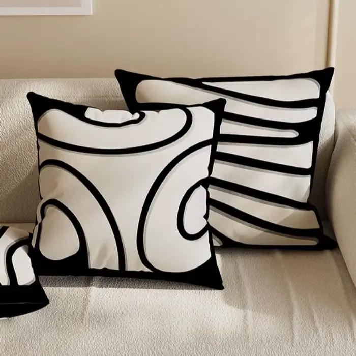 Housse de coussin imprimée Double face noir et blanc