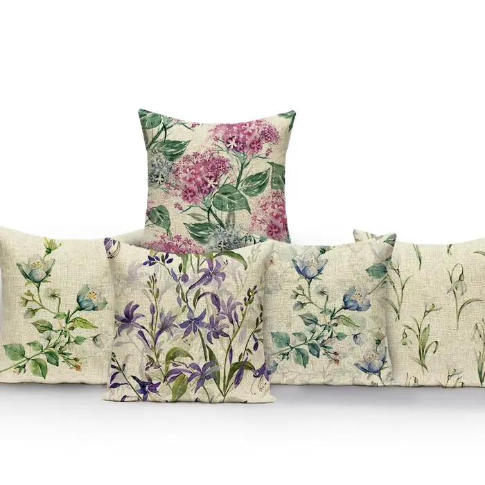 Juste de coussin avec motif floral pour la maison, taie d'oreiller décorative pour voiture, canapé et chaise