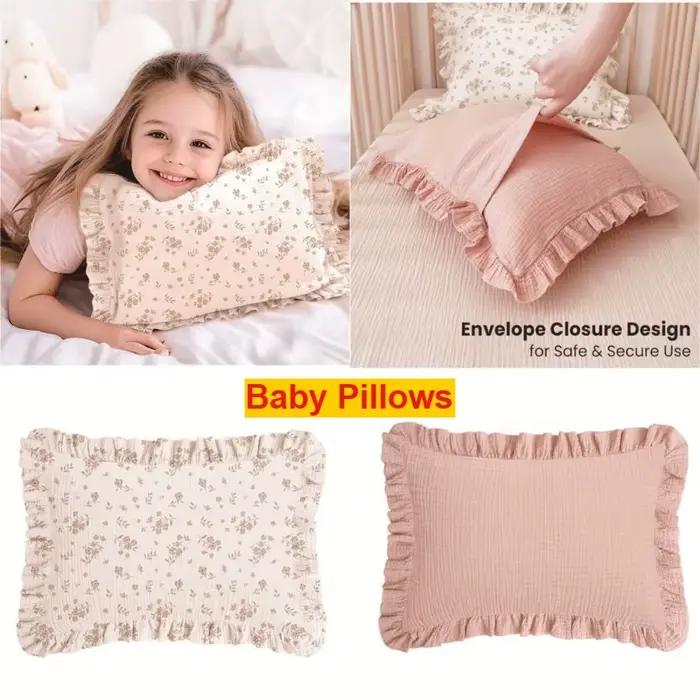 Nouvel oreiller pour bébé en coton mousseline à volants