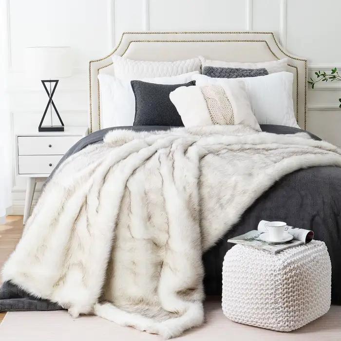 Battilo fausse fourrure couverture Plaid jeter pour canapé luxe