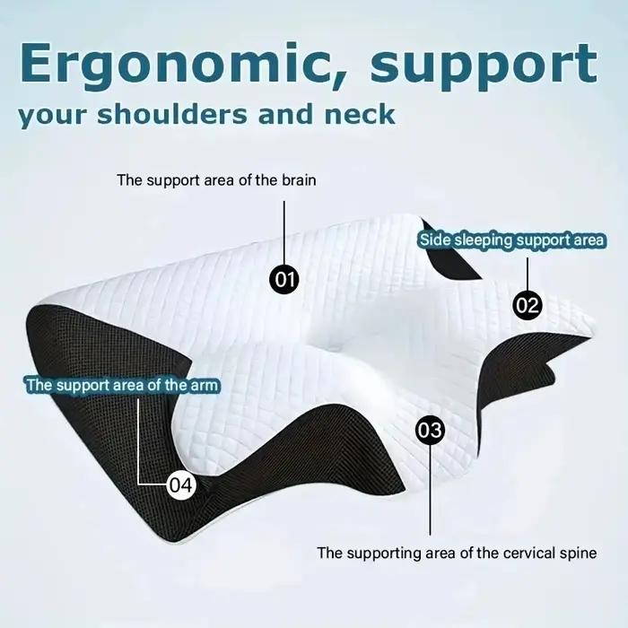 Oreiller cervical en mousse à mémoire de forme, ergonomique, orthopédique, soutien du cou, soulagement des douleurs cervicales, respirant, pour dormeurs sur le côté, le dos et le ventre