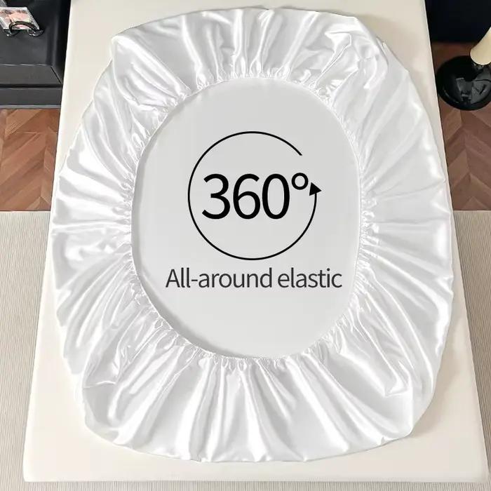 Drap-housse élastique en Satin, housse de matelas solide, drap de lit à 360 bandes pour Couple simple, Double, King, Queen, drap de lit complet