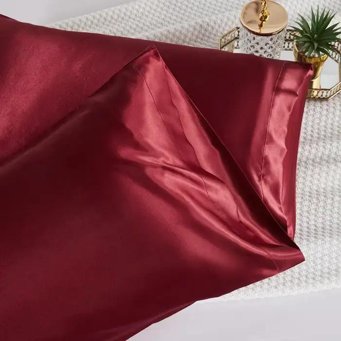 Taie d'Oreiller en Satin Soyeux, Confortable, Décoration de Maison, 100%