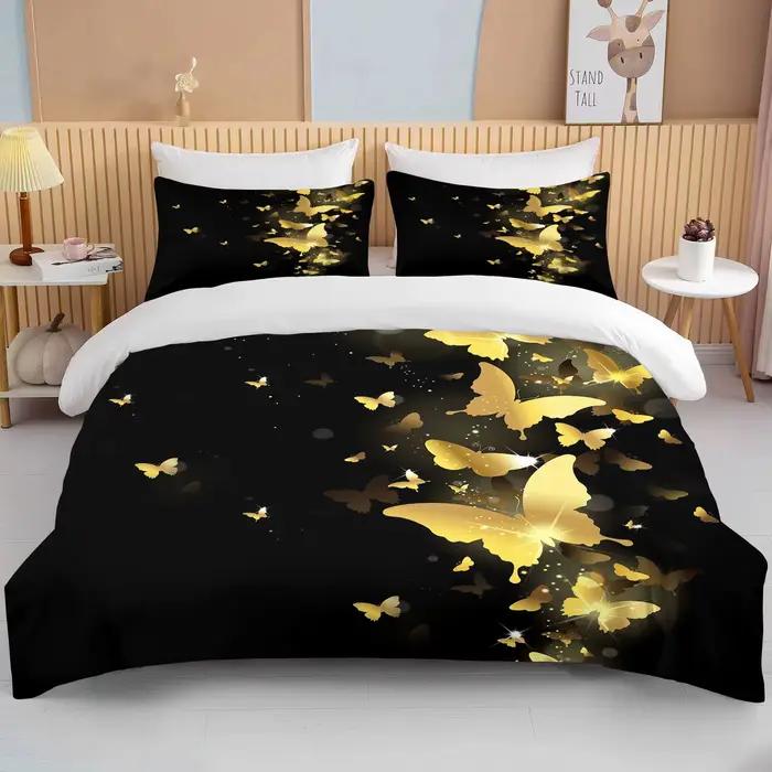 Parure de lit papillons, housse de couette imprimée en 3D, respectueuse de la peau, décoration de chambre simple et Double, ensemble de housse de couette pour Halloween