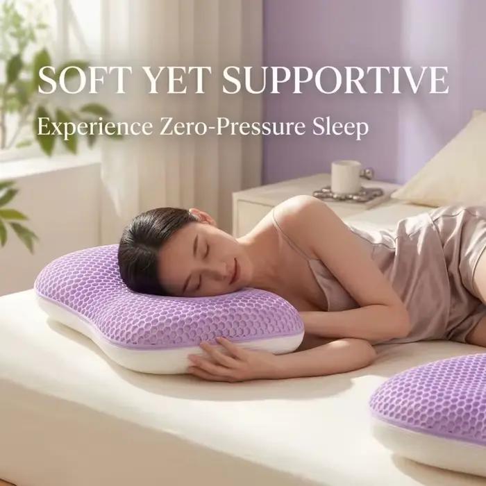Coussin de soutien cervical respirant et confortable en TPE et polyester, avec grille rafraîchissante et housse double face, pour toutes les saisons, 40*65cm