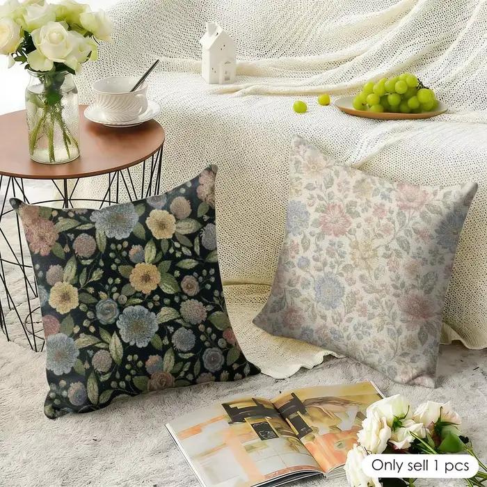 Housse de coussin en tissu tapisserie florale