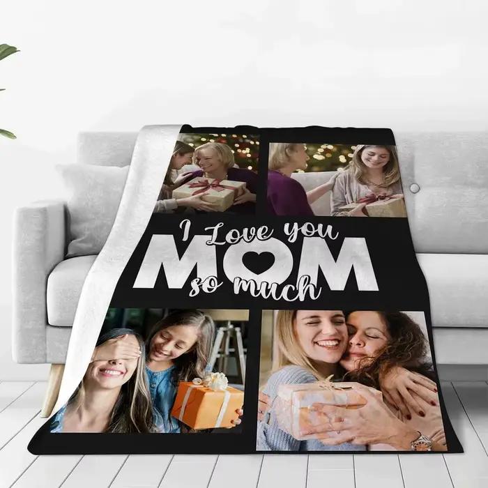 Couverture personnalisée avec photos, couvertures personnalisées pour maman, cadeaux pour la fête des mères, cadeau d'anniversaire de la part de sa fille, de son fils, de sa famille