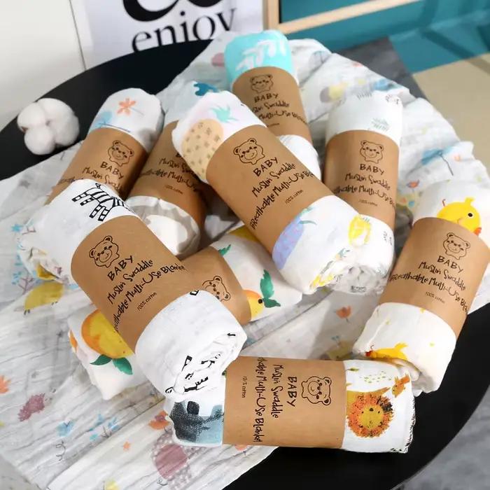 Couverture bébé emmaillotage bambou coton enveloppé serviette conception mince Double couche