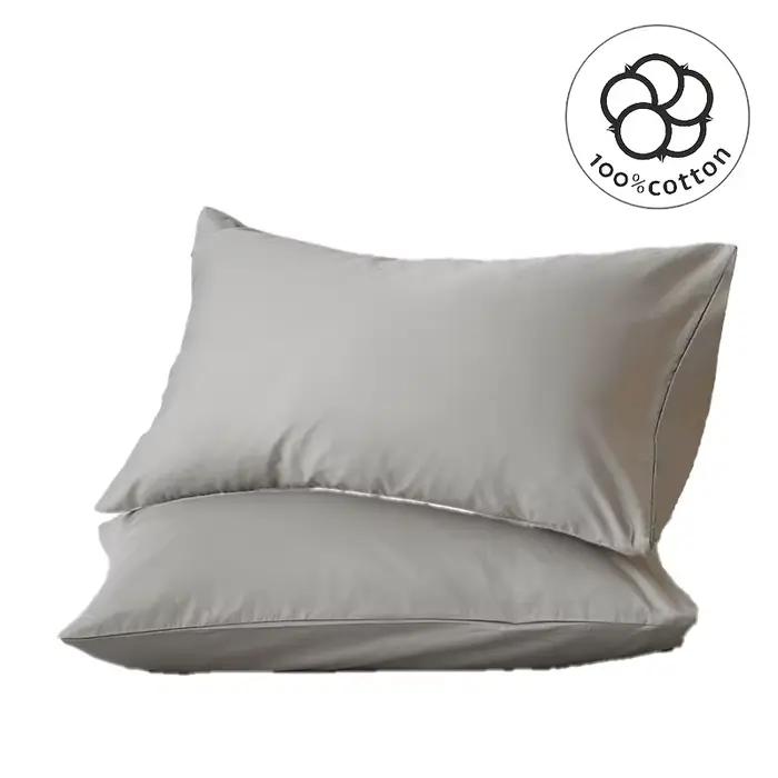 Taie d'oreiller 2 pièces coton couleur unie