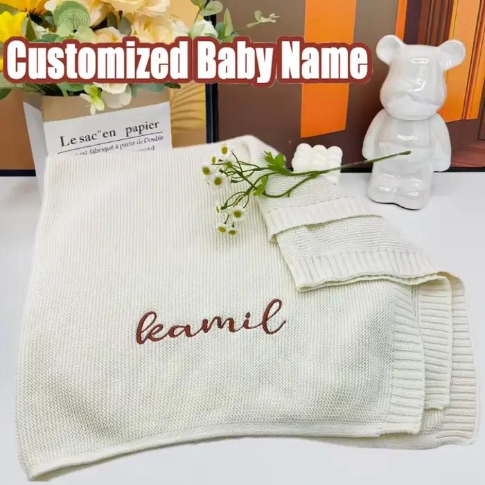 Couverture tricotée personnalisée pour bébé