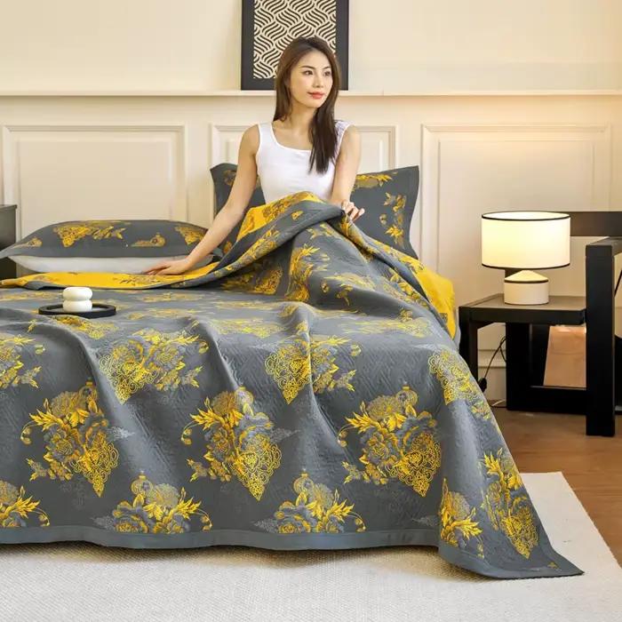 1pc pur coton gaze serviette couverture Jacquard fleur climatisation couette été couette couverture de lit décor à la maison 150*200cm