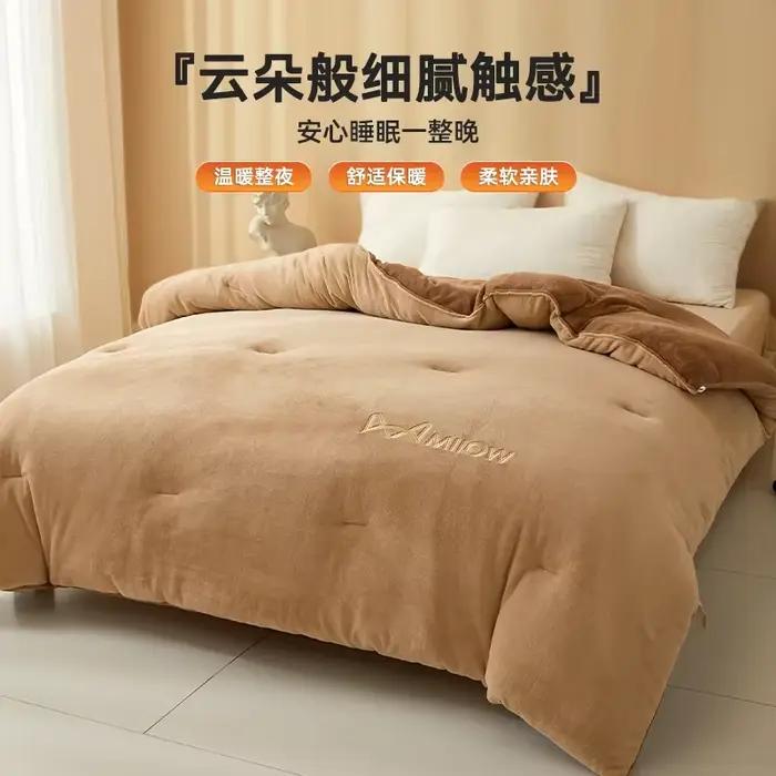 Couette Chaude en Velours de Lait, Épaisse, Double Face, Antifavorable, pour l'Hiver