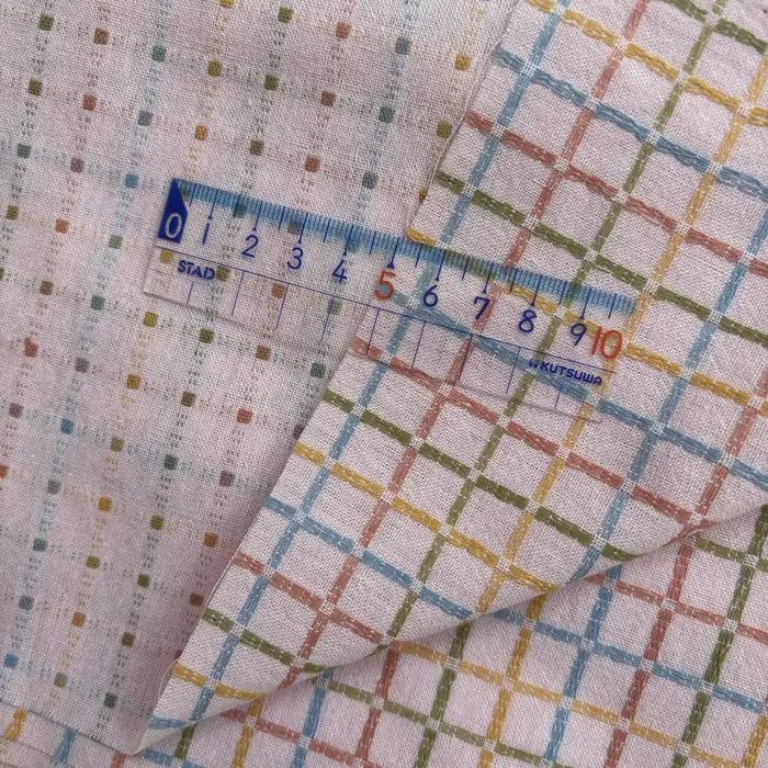 Tissu en coton teint en fil japonais Vintage à carreaux 50x145cm